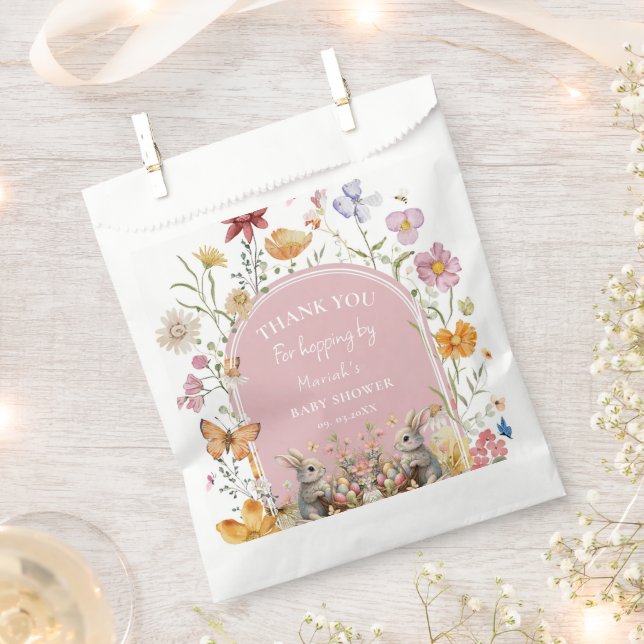 Sachets En Papier Le Merci du Baby shower de Fleur sauvage de Pâques (Coupé)