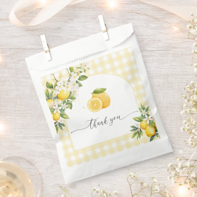 Sachets En Papier Lemon Citrus Baby Shower Yellow Gingham (Coupé)