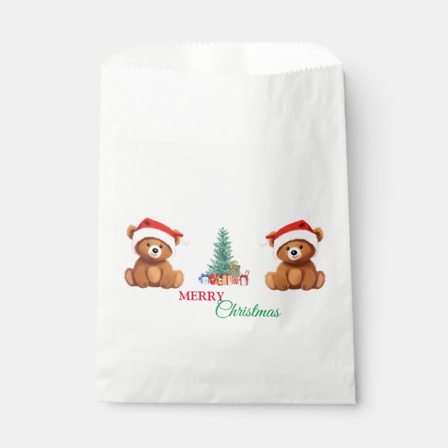 Sachets En Papier Les animaux mignons hiver Ours Père Noël arbre de  (Devant)
