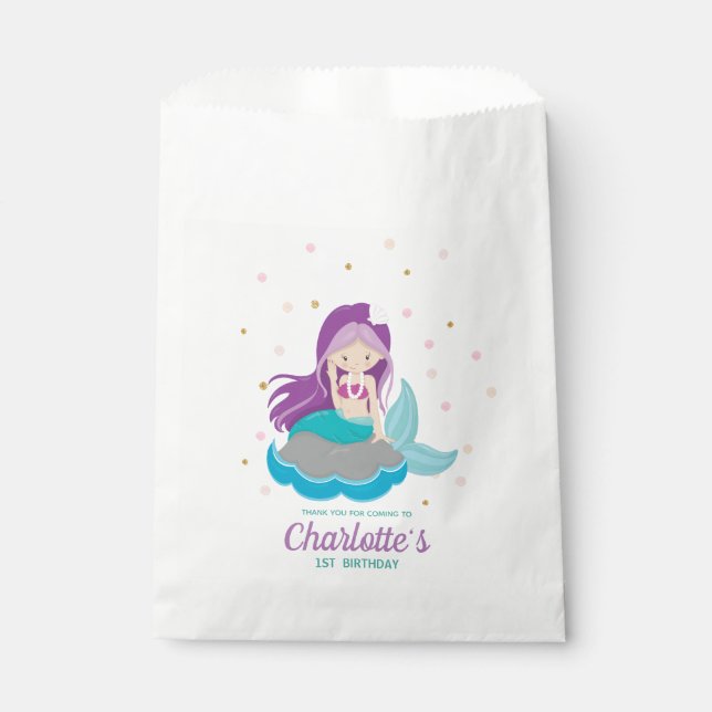 Sachets En Papier Les cheveux mauves de sirène favorisent Lolly (Devant)