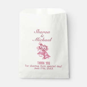 Sachets En Papier Les cloches de Mariage rose favorisent les noms de