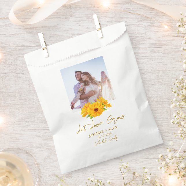 Sachets En Papier Let Love Grow l Calendula Seeds Photo Wedding  (Coupé)