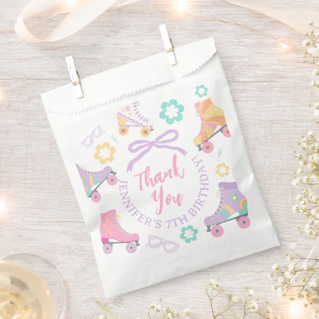 Sachets En Papier Lets Roll Roller Skate Groovy Birthday Thank you (Coupé)