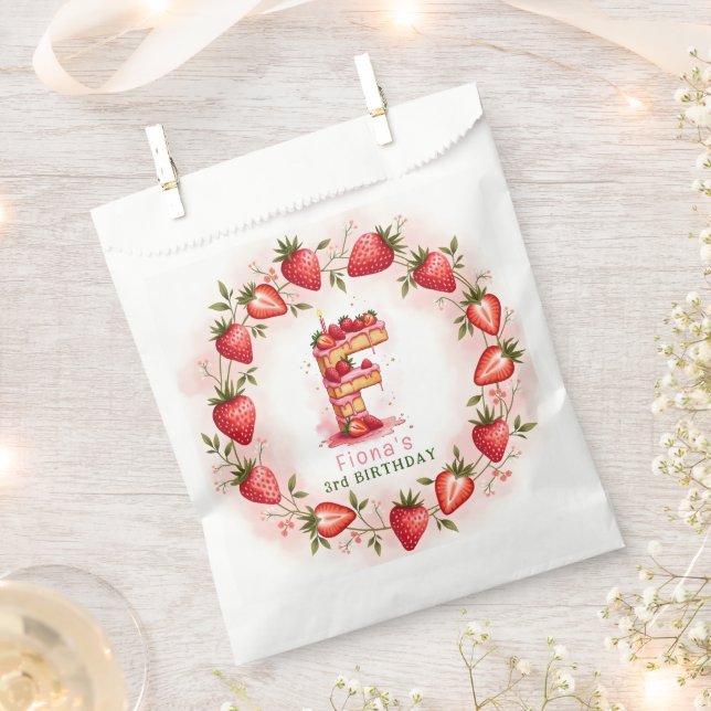 Sachets En Papier LETTRE D'ANNIVERSAIRE fraise F Gâteau (Coupé)