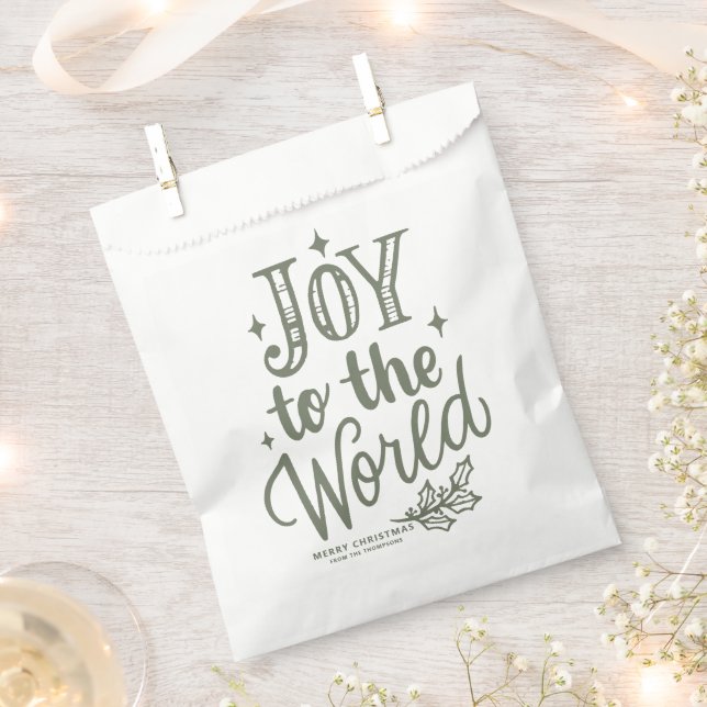Sachets En Papier Lettre de Noël « Taupe Green Joy to the World » (Coupé)
