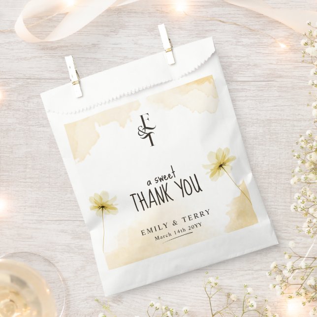 Sachets En Papier L'Heure d'or Monogram Mariage Merci (Coupé)