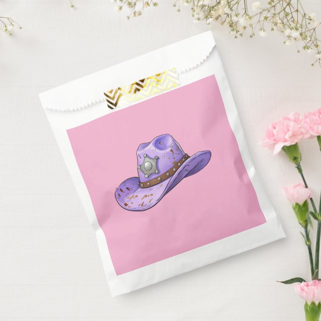 Sachets En Papier Light Purple Cowgirl Hat-Pink Background (Scellé)