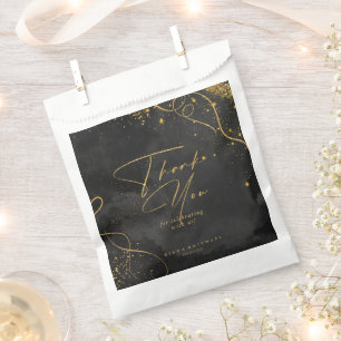 Sachets En Papier Lignes fines Gold Abstrait Mariage noir ID867