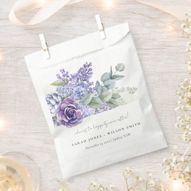 Sachets En Papier Lilac Succulent Eucalyptus Botanical Bunch Mariage (Coupé)