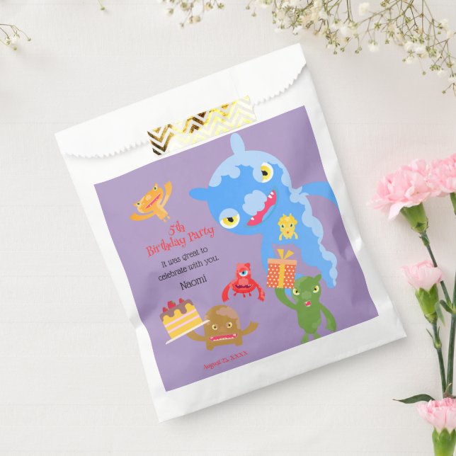 Sachets En Papier Little Party Monster and confetti Anniversaire Par (Scellé)