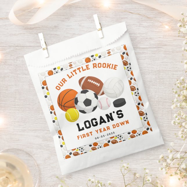 Sachets En Papier Little Rookie Sports 1st Birthday Party | All-Star (Coupé)