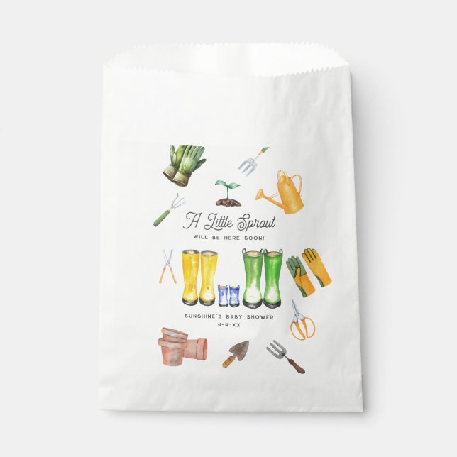 Sachets En Papier Little Sprout Blue Boots Garden Baby shower (Devant)