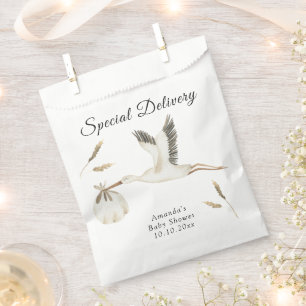 Sachets En Papier Livraison spéciale aquarelle Cigogne Baby Shower