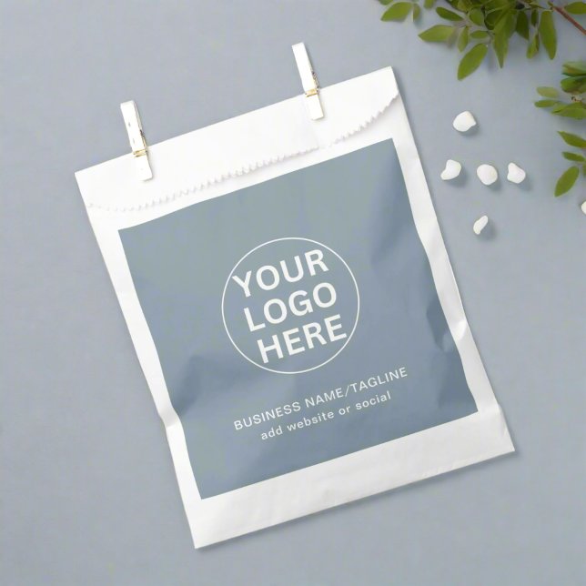 Sachets En Papier Logo d'entreprise et texte l Dusty Blue (Créateur téléchargé)