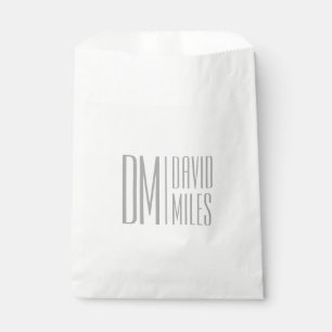 Sachets En Papier Logo minimaliste et moderne gris avec initiales et