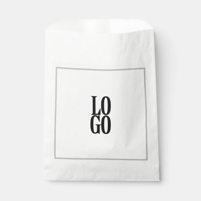 Sachets En Papier Logo personnalisé avec cadre gris simple (Devant)
