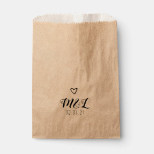 Sachets En Papier Logo simple Coeur incliné Mariage noir