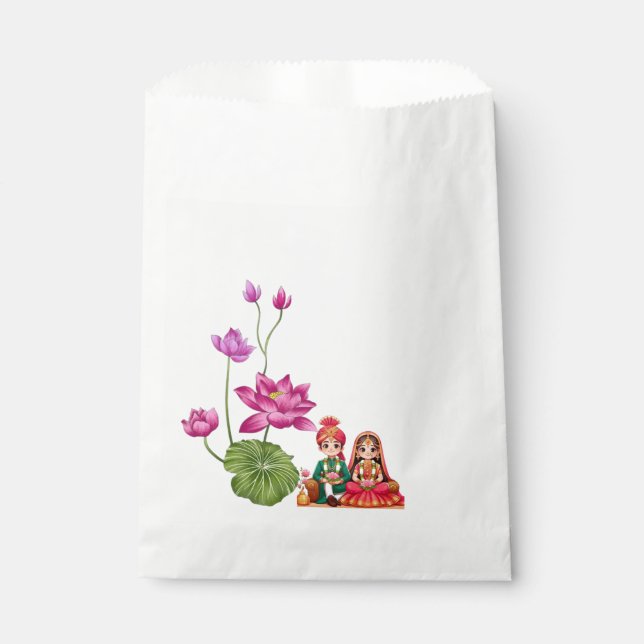 Sachets En Papier Lotus, photo de mariée et de mariée (Devant)