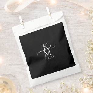 Sachets En Papier Love Calligraphy Initiales Coeur Blanc B&W ID940