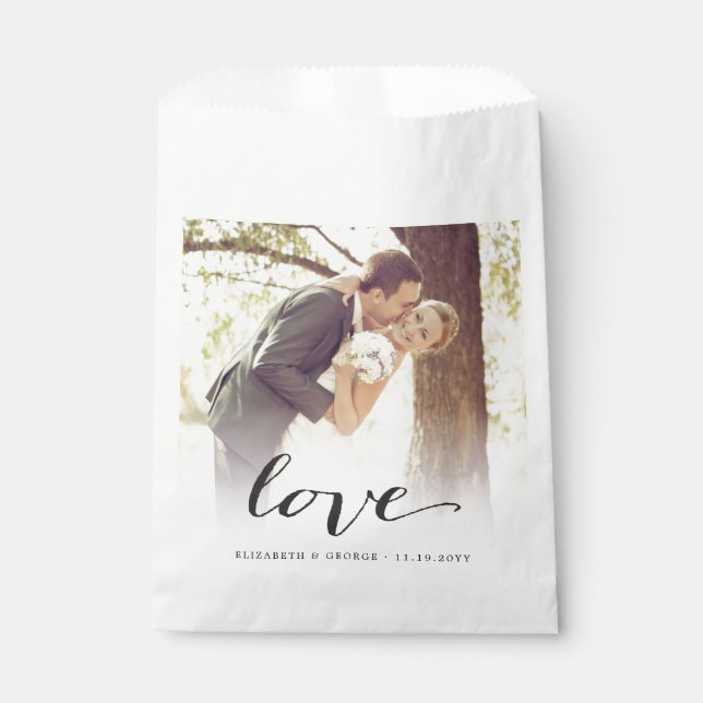Sachets En Papier Love Classic Script Chic Calligraphie Mariage phot (Devant)