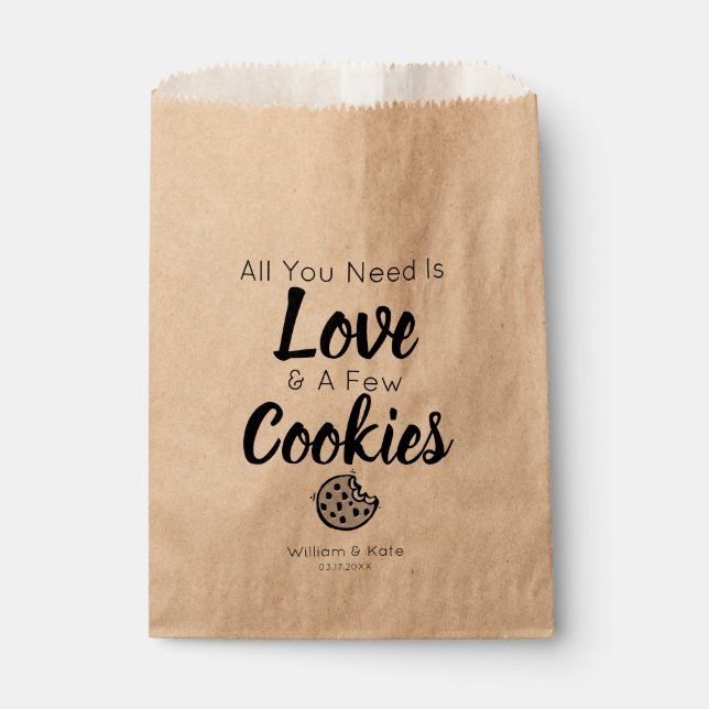 Sachets En Papier Love Cookies Traiter Mariage Favor Sac (Devant)