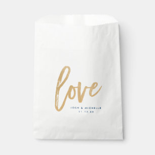 Sachets En Papier Love Favor Sac, Lettres d'or, Sacoche de faveur de