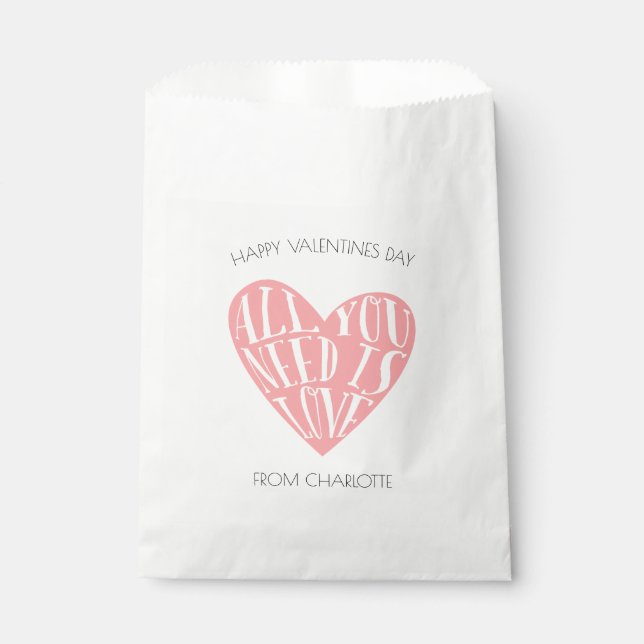 Sachets En Papier Love Heart Kids Valentines Day Classroom (Devant)