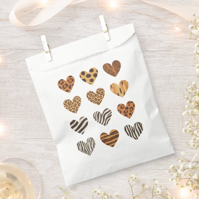Sachets En Papier Love Heart Leopard Cute Valentine's Day (Coupé)
