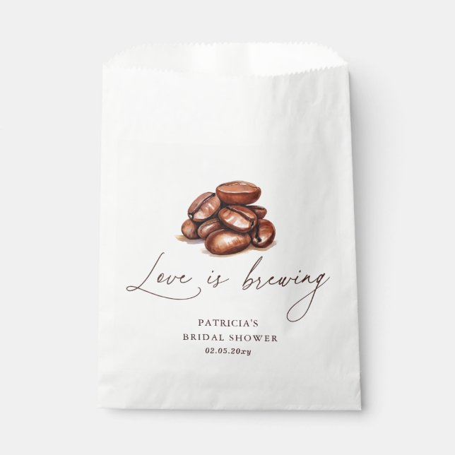 Sachets En Papier Love is Brewing Coffee Beans Baby Shower de Mariée (Devant)