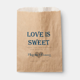 Sachets En Papier Love Is Sweet Blue and Grey Mariage Bags