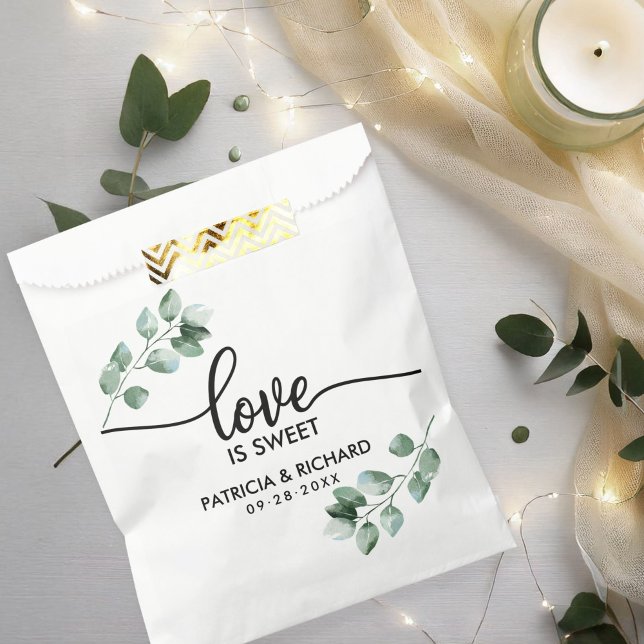 Sachets En Papier Love Is Sweet Greenery Mariage (Créateur téléchargé)