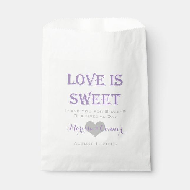 Sachets En Papier Love Is Sweet Lavender and Grey Mariage Bags (Devant)
