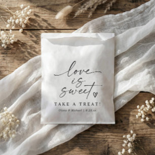 Sachets En Papier Love is Sweet Mariage Script Black and White