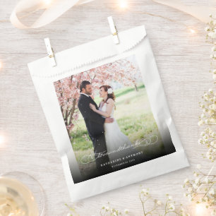 Sachets En Papier Love & Merci Script Calligraphy Photo Mariage
