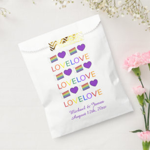 Sachets En Papier LOVE Rainbow Mariage Cake Purple Heart Pride