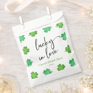 Sachets En Papier Lucky In Love Green Shamrock Clovers Fête des mari