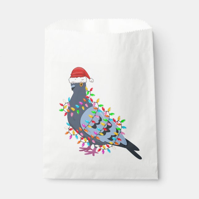 Sachets En Papier Lumières de Noël Pigeon porter le Casquette de Noë (Devant)