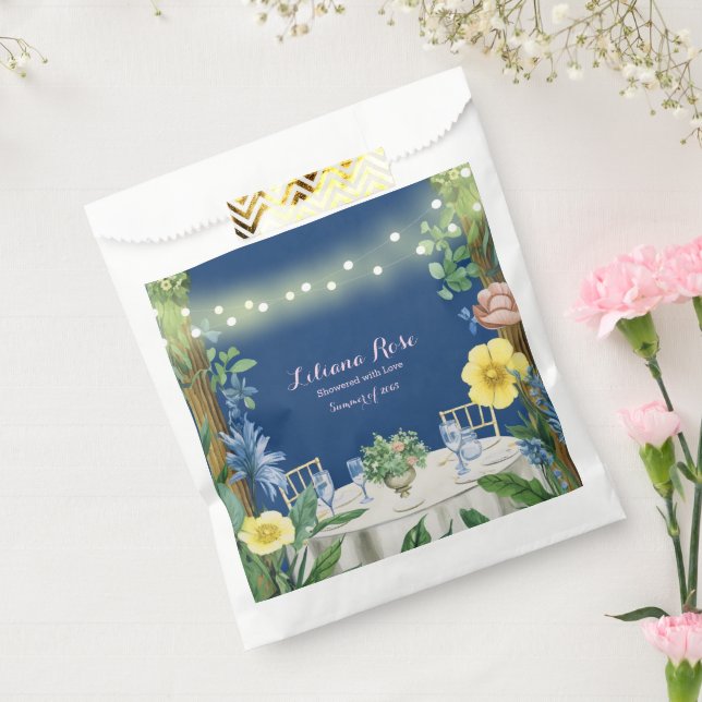 Sachets En Papier Lumières scintillantes Jardin floral bleu Shower d (Scellé)