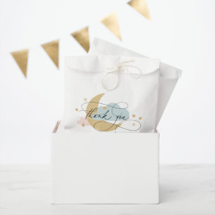 Sachets En Papier Lune et étoiles Baby shower bleu rose Merci