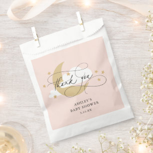 Sachets En Papier Lune et étoiles Baby shower de Merci rose