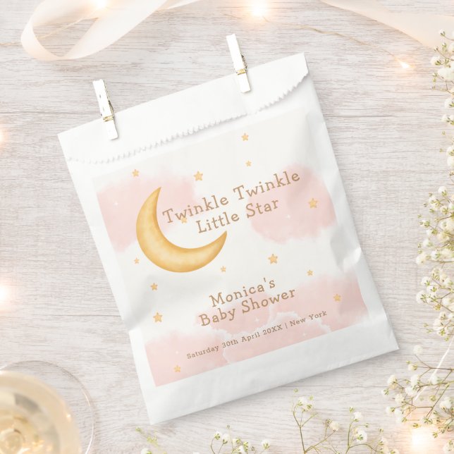 Sachets En Papier Lune Stars Twinkle Twinkle Girl Baby Douche (Coupé)