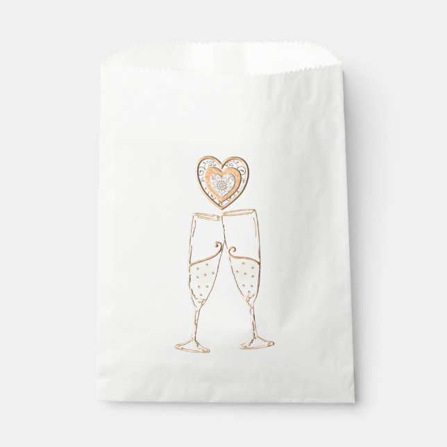 Sachets En Papier Lunettes de Champagne et Coeurs (Devant)