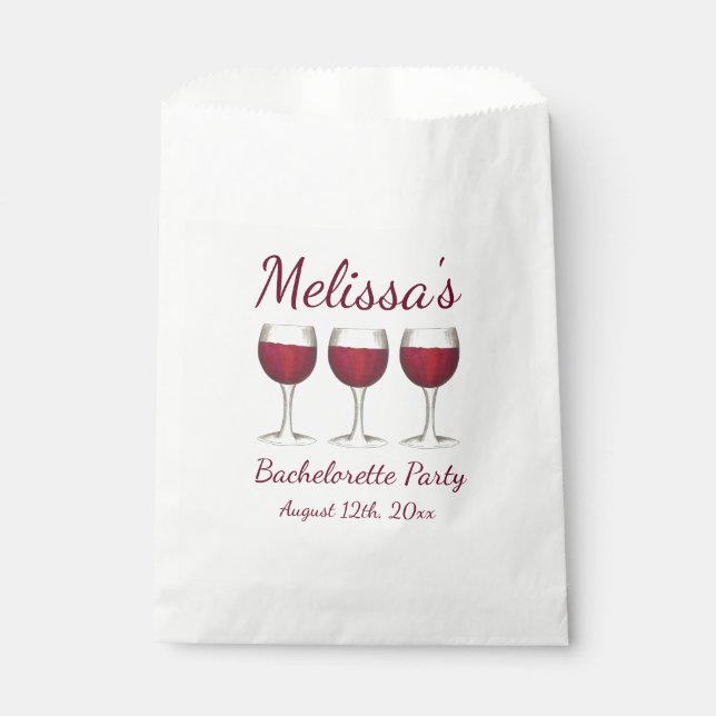 Sachets En Papier Lunettes de vin rouge Bachelorette Fête des mariée (Devant)