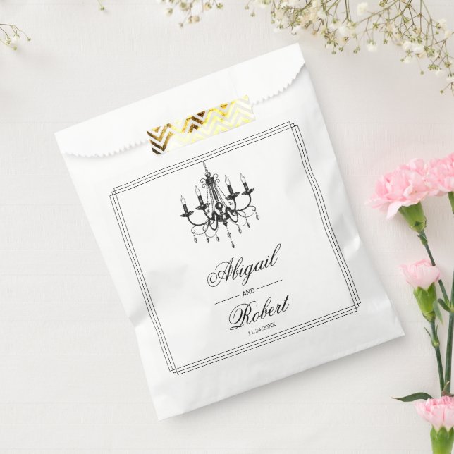 Sachets En Papier Lustre noir et blanc Vieux mariage argent (Scellé)