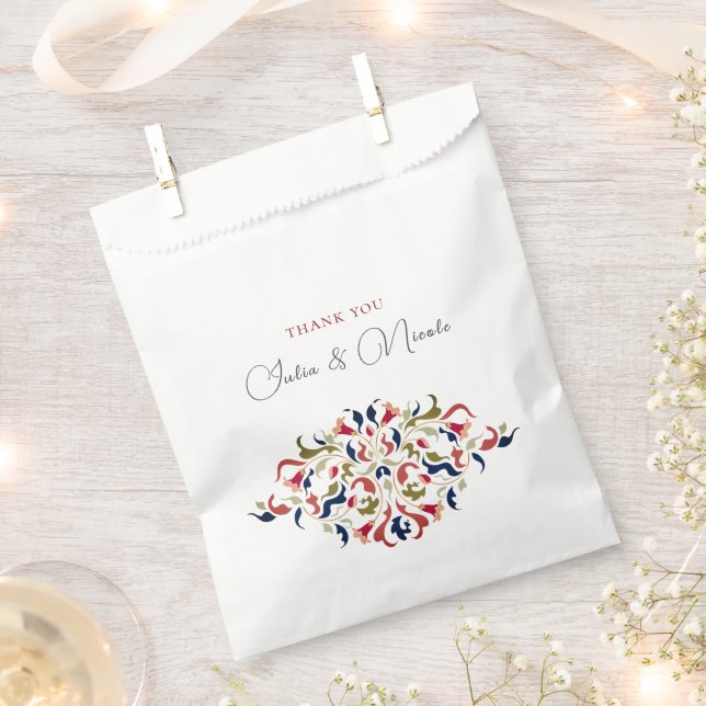 Sachets En Papier Luxe Artistique Botanique Floral Mariage Paisley (Coupé)