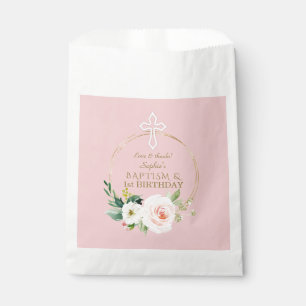 Sachets En Papier Luxe Pink Blush Floral 1er Anniversaire et Baptême
