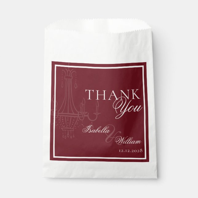 Sachets En Papier Luxury dark Red Old Money Wedding chandelier (Devant)