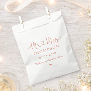 Sachets En Papier M. et Mme Rose Gold Heart Script Mariage personnal