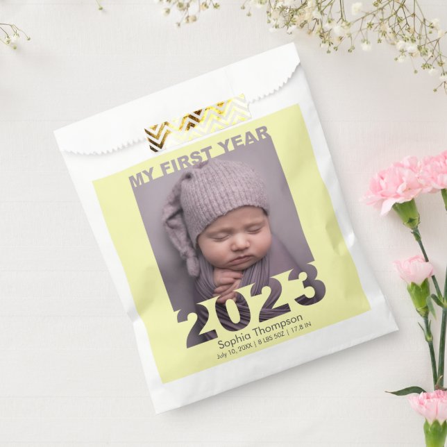 Sachets En Papier Ma première année 2023 Découpe moderne bébé photo  (Scellé)