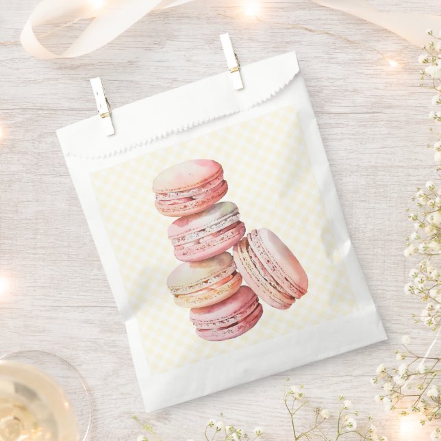 Sachets En Papier Macaron Aquarelle rose (Coupé)